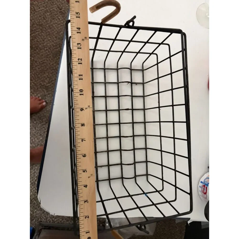Rectangle metal basket with handle and hooks
